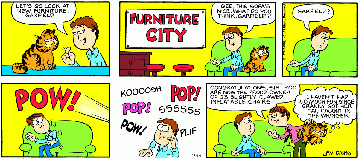 Garfield comic strip for Sunday, December 16, 1979