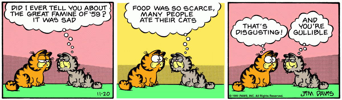 Garfield comic strip for Thursday, November 20, 1980