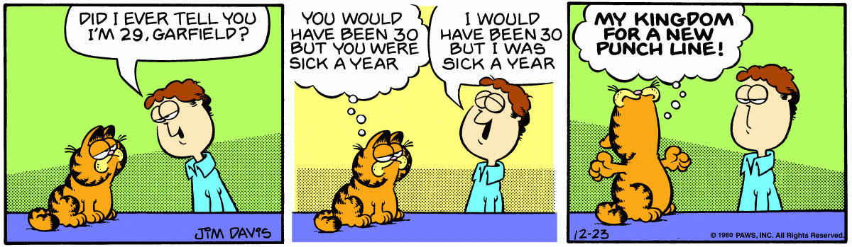 Garfield comic strip for Tuesday, December 23, 1980