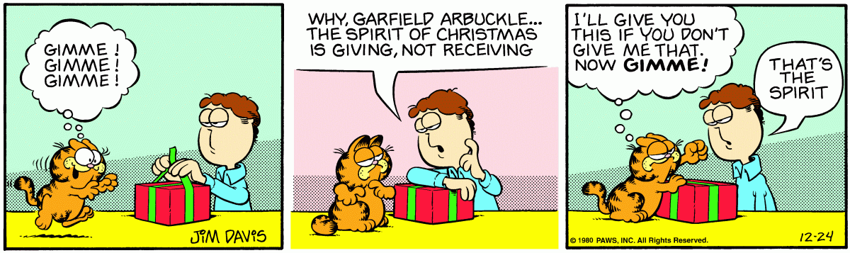 Garfield comic strip for Wednesday, December 24, 1980