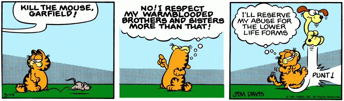 Garfield comic strip for Saturday, March 14, 1981