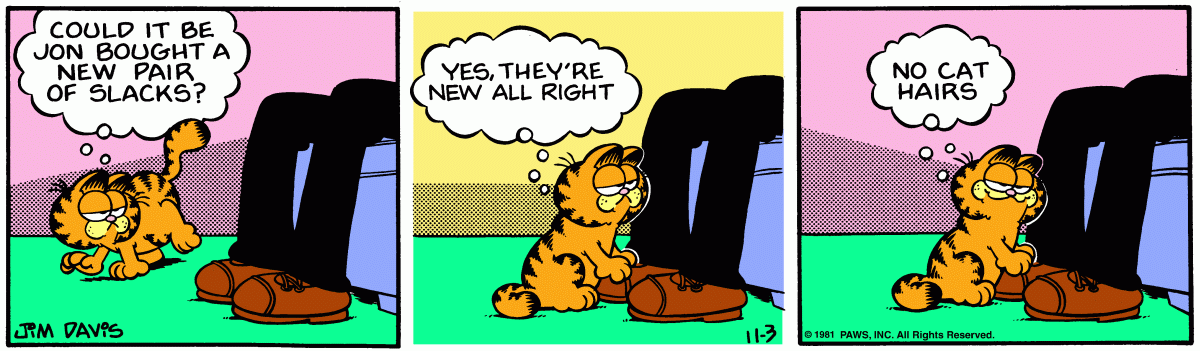 Garfield comic strip for Tuesday, November 3, 1981