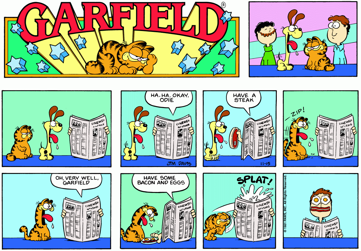 Garfield comic strip for Sunday, November 15, 1981