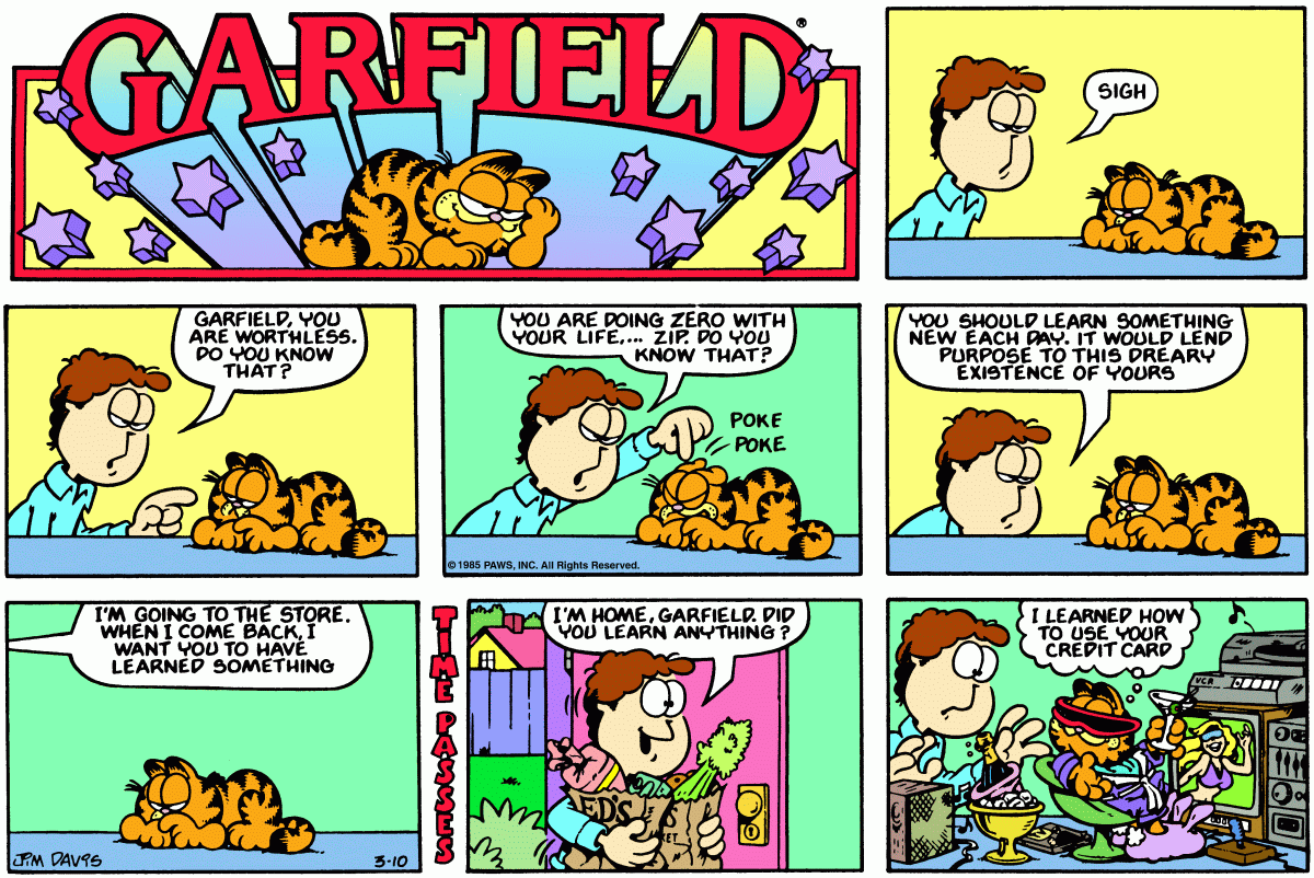 Garfield comic strip for Sunday, March 10, 1985
