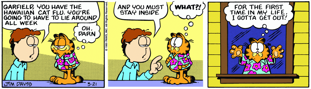 Garfield comic strip for Thursday, March 21, 1985