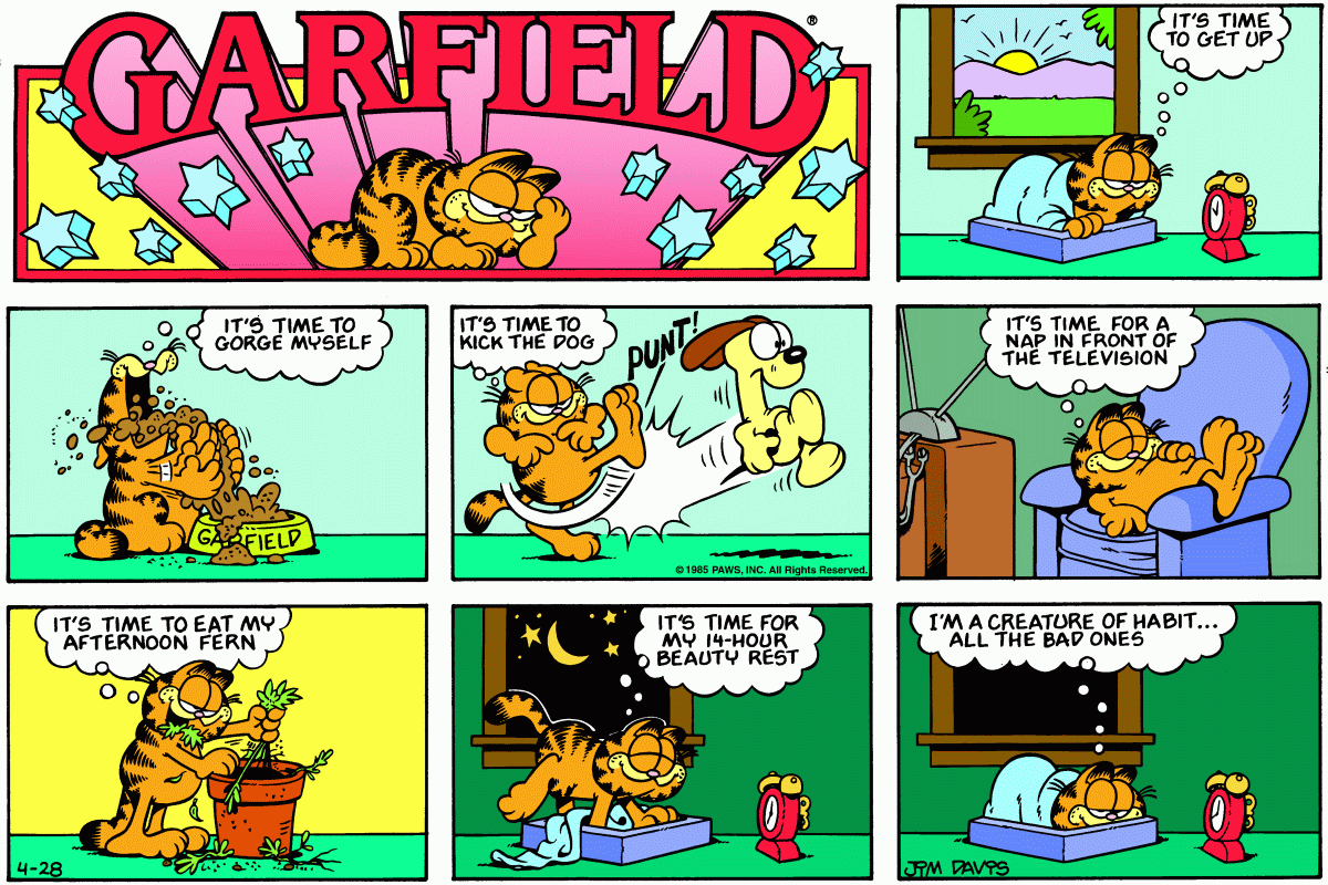 Garfield comic strip for Sunday, April 28, 1985