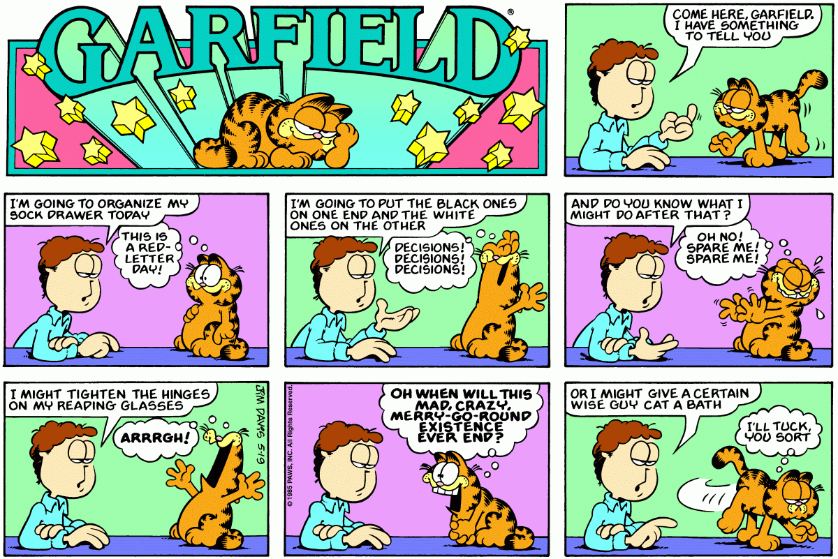 Garfield comic strip for Sunday, May 19, 1985