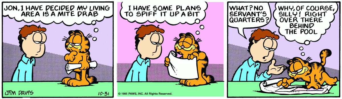 Garfield comic strip for Thursday, October 31, 1985