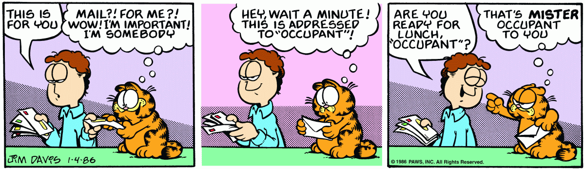 Garfield, January 4, 1986