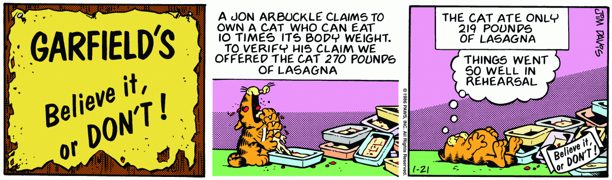 Garfield, January 21, 1986