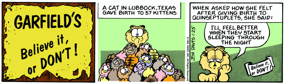 Garfield, January 25, 1986