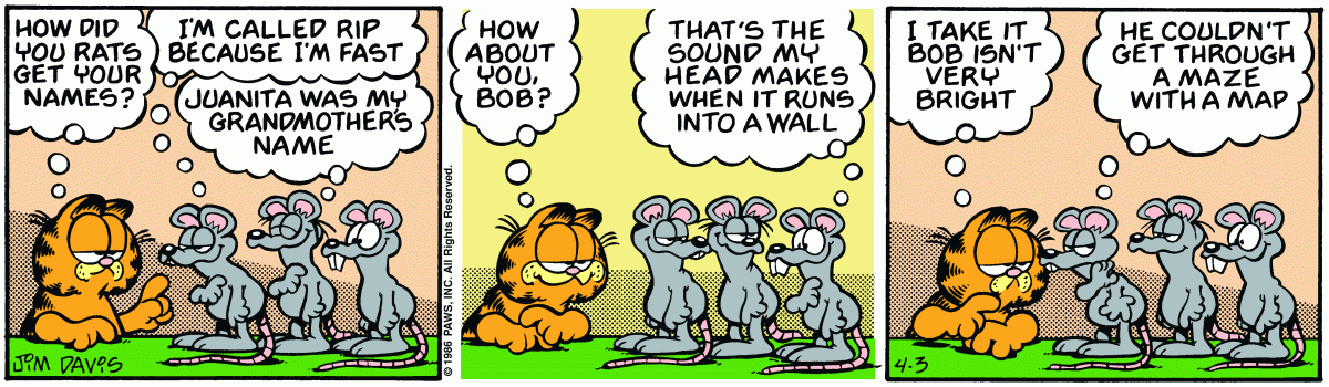 Garfield, April 3, 1986