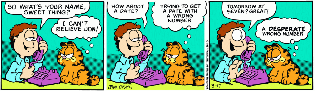 Garfield comic strip for Tuesday, March 17, 1987