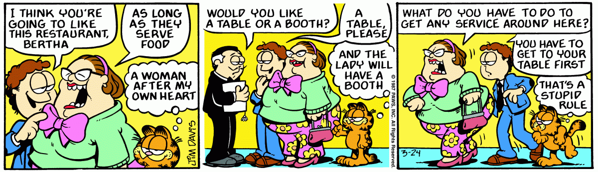 Garfield comic strip for Tuesday, March 24, 1987