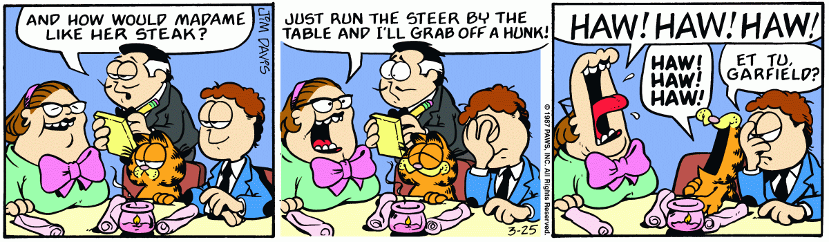 Garfield comic strip for Wednesday, March 25, 1987