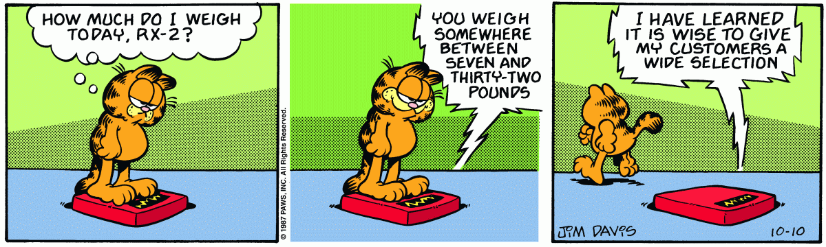 Garfield comic strip for Saturday, October 10, 1987