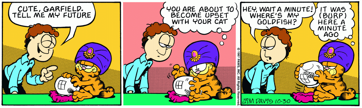 Garfield comic strip for Friday, October 30, 1987