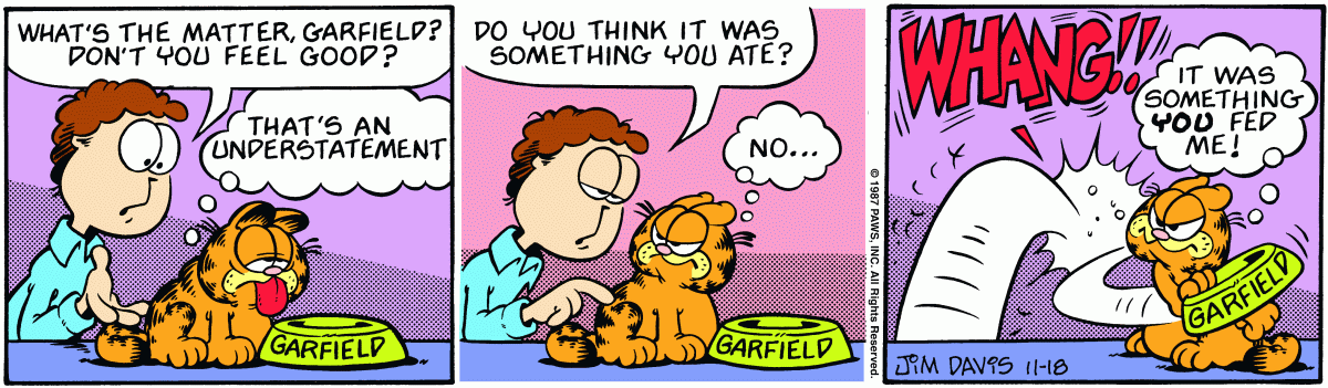 Garfield comic strip for Wednesday, November 18, 1987