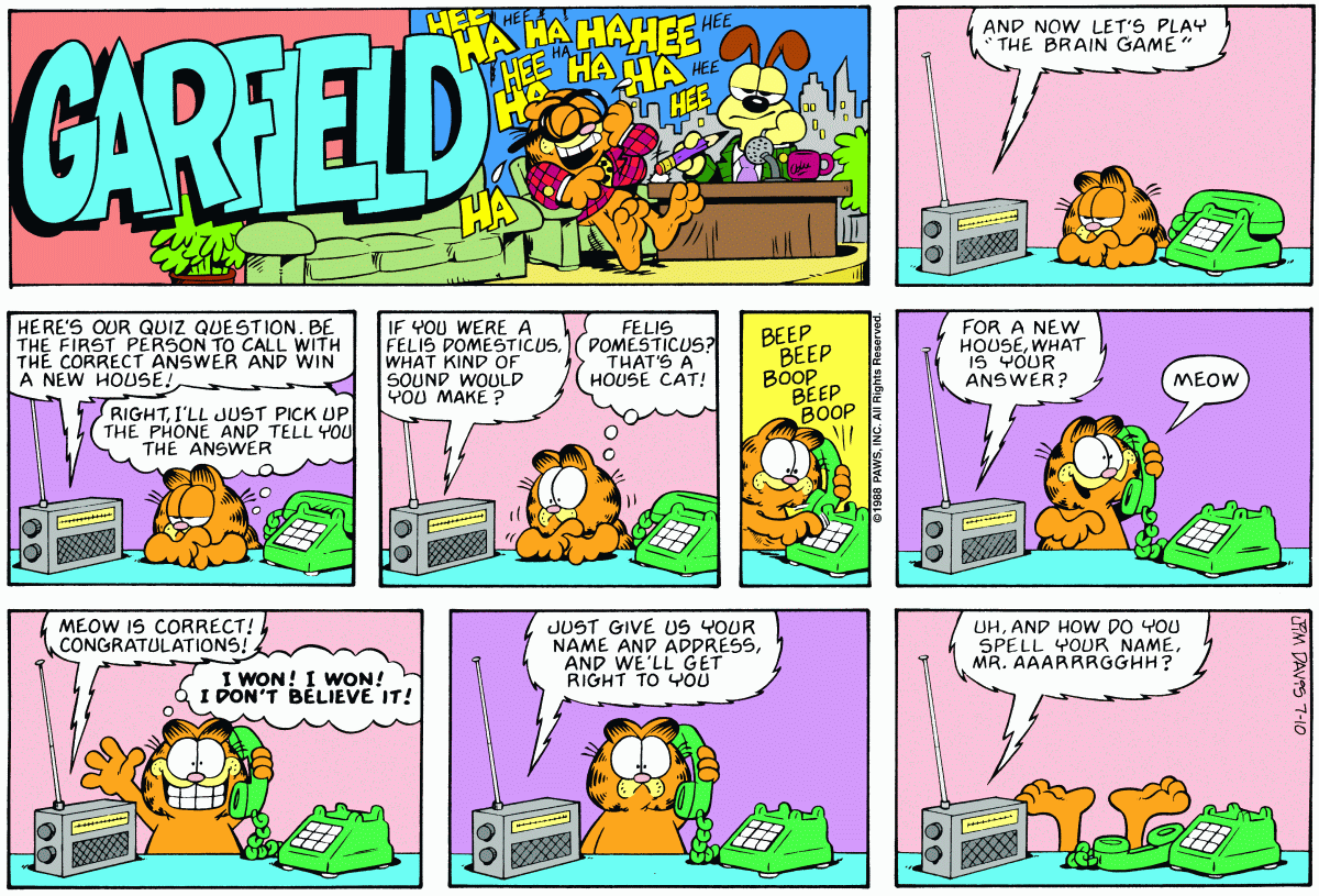 Garfield, July 10, 1988