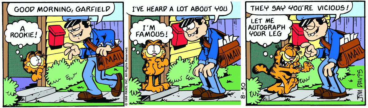 Garfield, August 30, 1988