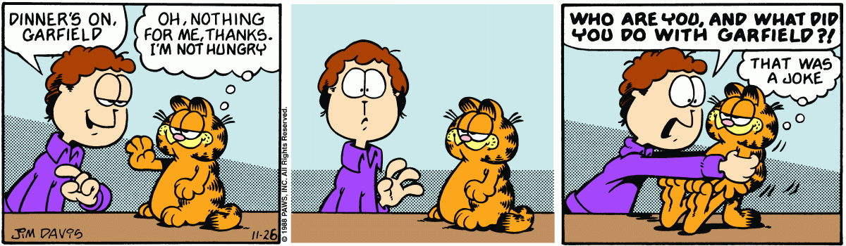 Garfield, November 26, 1988