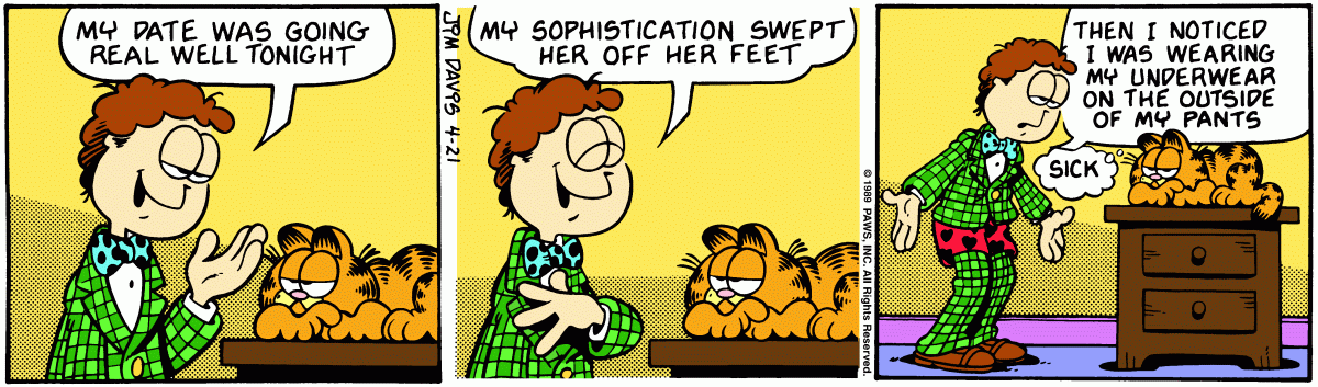 Garfield comic strip for Friday, April 21, 1989