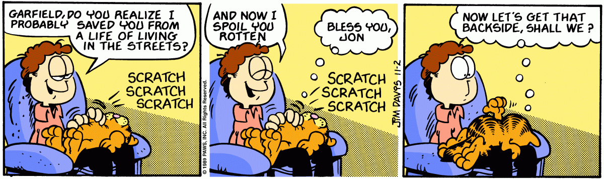 Garfield comic strip for Thursday, November 2, 1989
