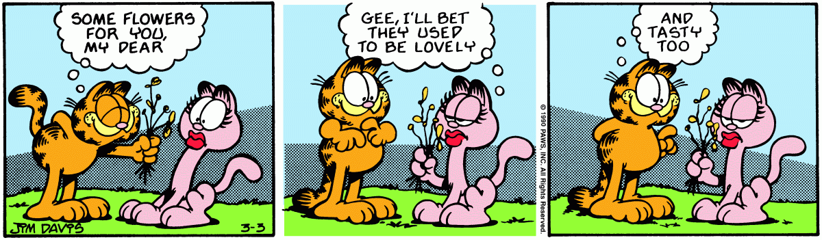 Garfield comic strip for Saturday, March 3, 1990