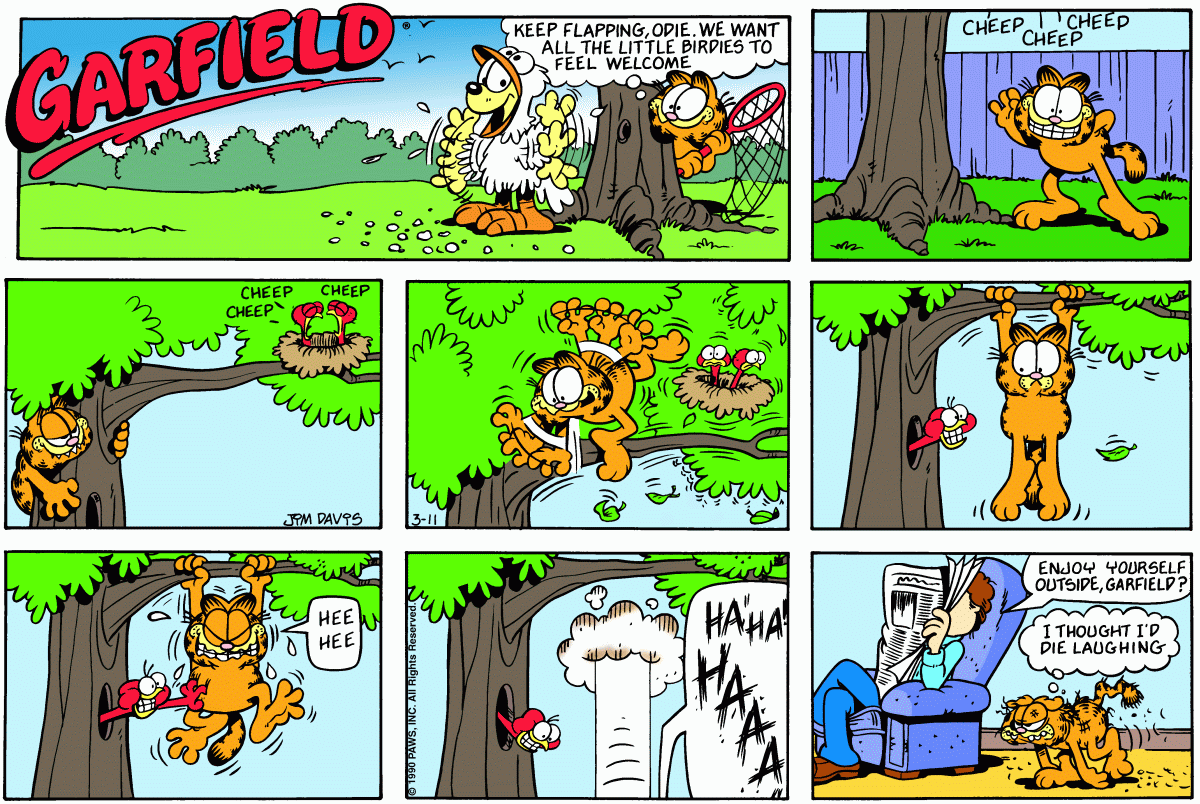 Garfield comic strip for Sunday, March 11, 1990