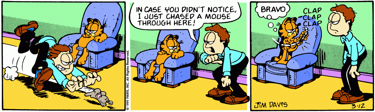 Garfield comic strip for Monday, March 12, 1990