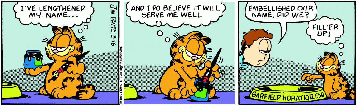 Garfield, March 16, 1990