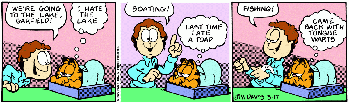 Garfield comic strip for Saturday, March 17, 1990