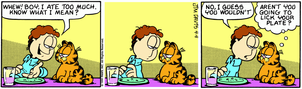 Garfield comic strip for Wednesday, April 4, 1990