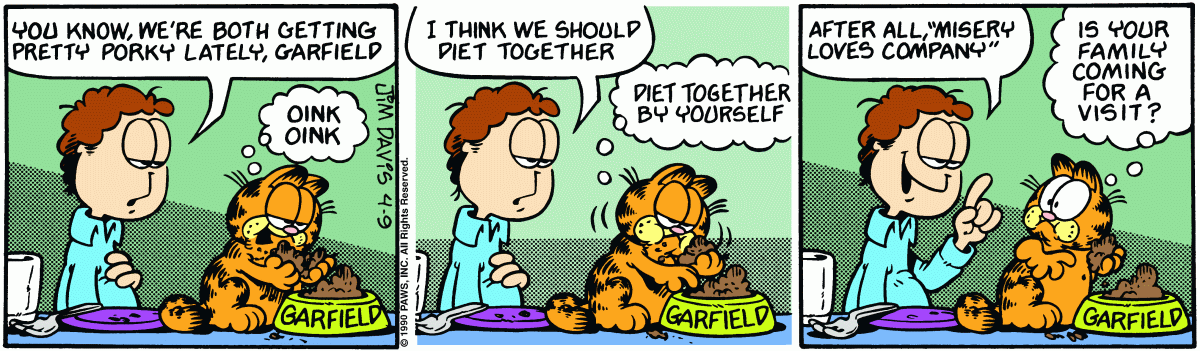 Garfield comic strip for Monday, April 9, 1990