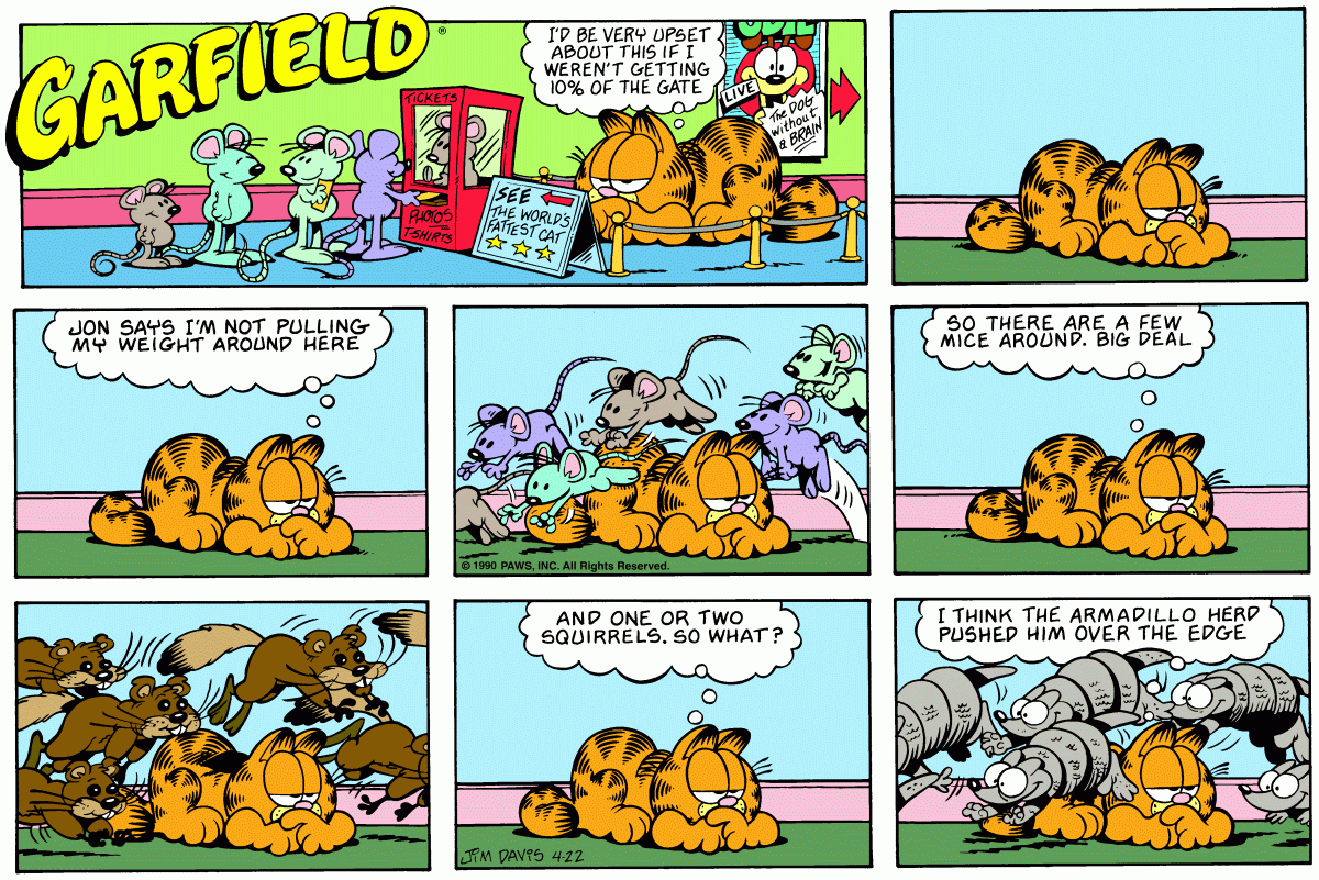 Garfield comic strip for Sunday, April 22, 1990