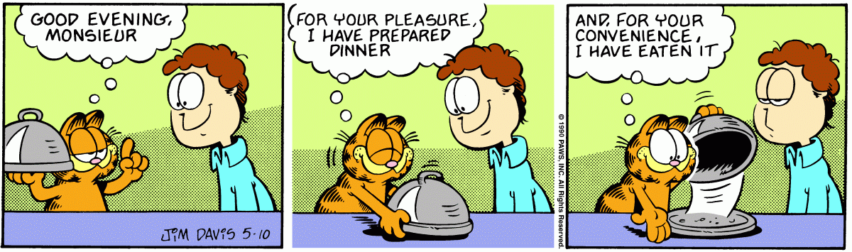Garfield comic strip for Thursday, May 10, 1990