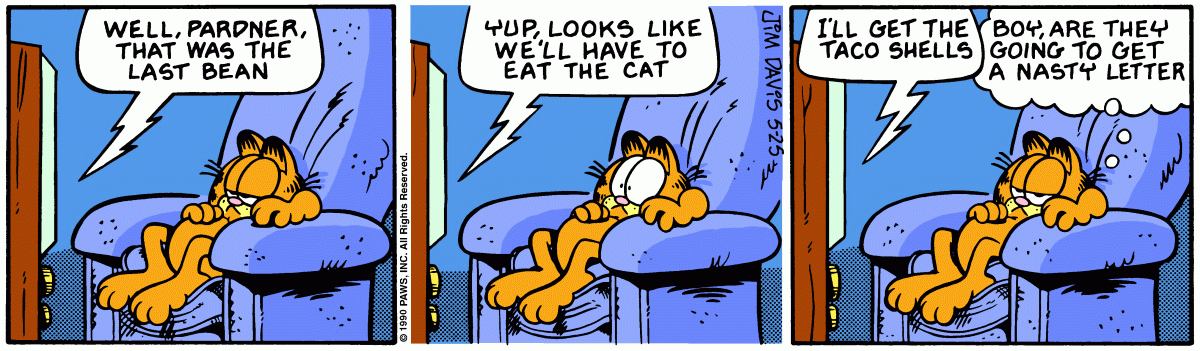 Garfield comic strip for Friday, May 25, 1990