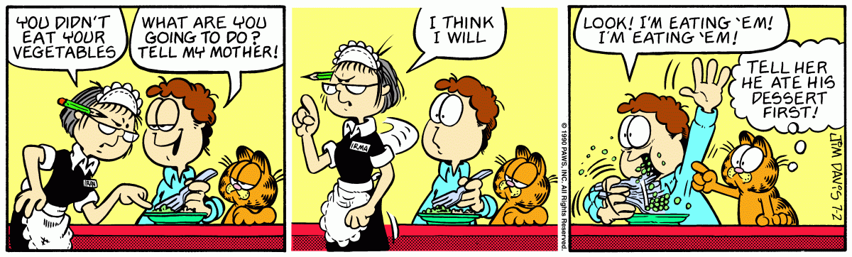 Garfield comic strip for Monday, July 2, 1990