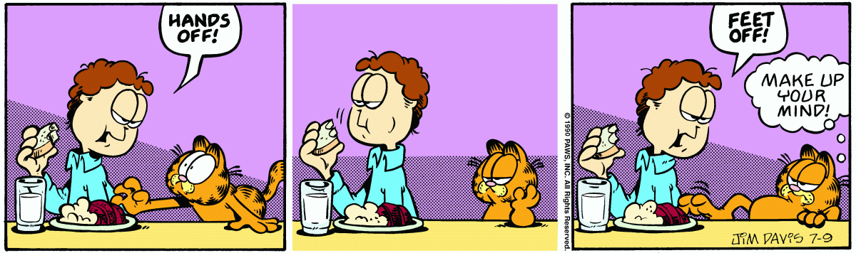 Garfield comic strip for Monday, July 9, 1990