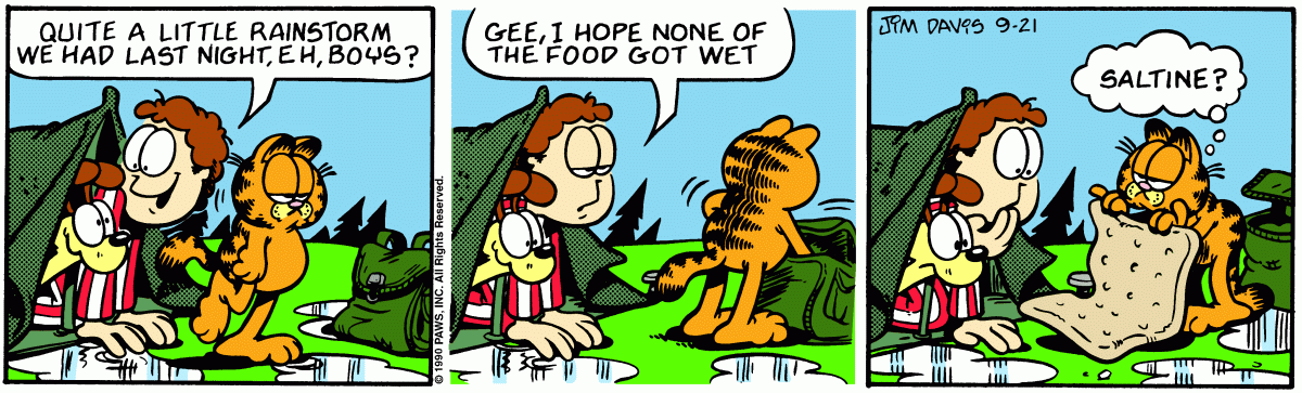 Garfield comic strip for Friday, September 21, 1990