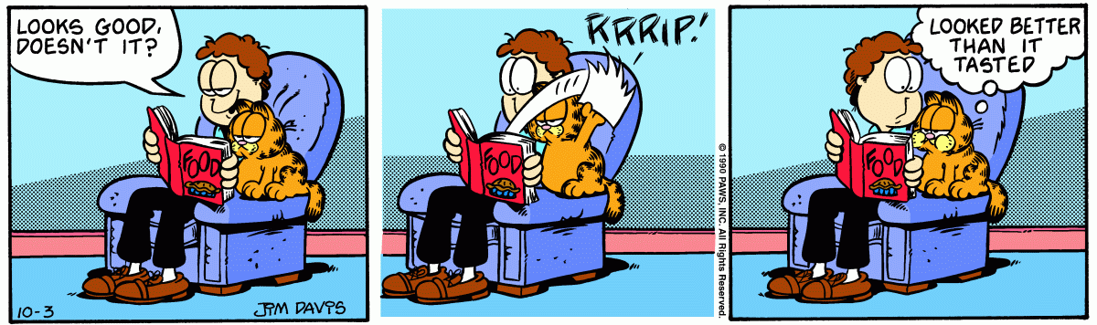 Garfield comic strip for Wednesday, October 3, 1990