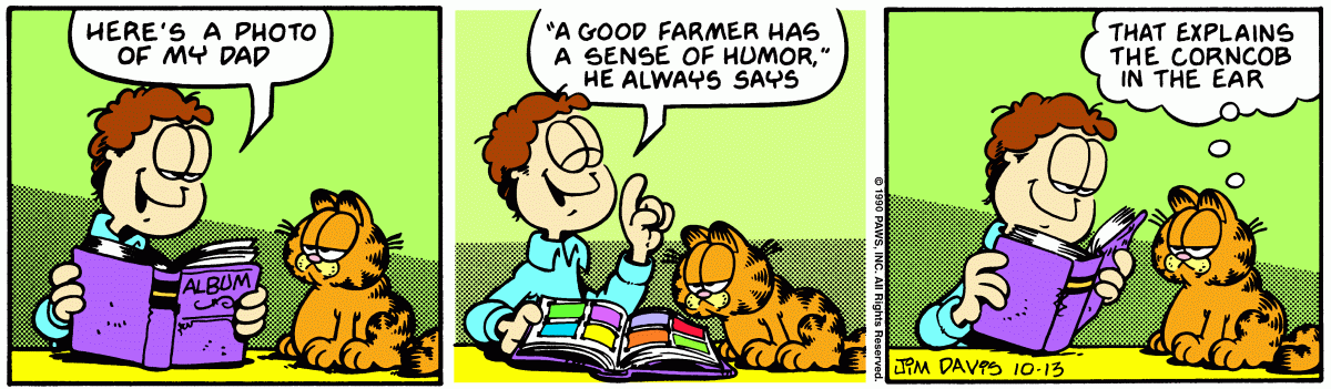 Garfield comic strip for Saturday, October 13, 1990