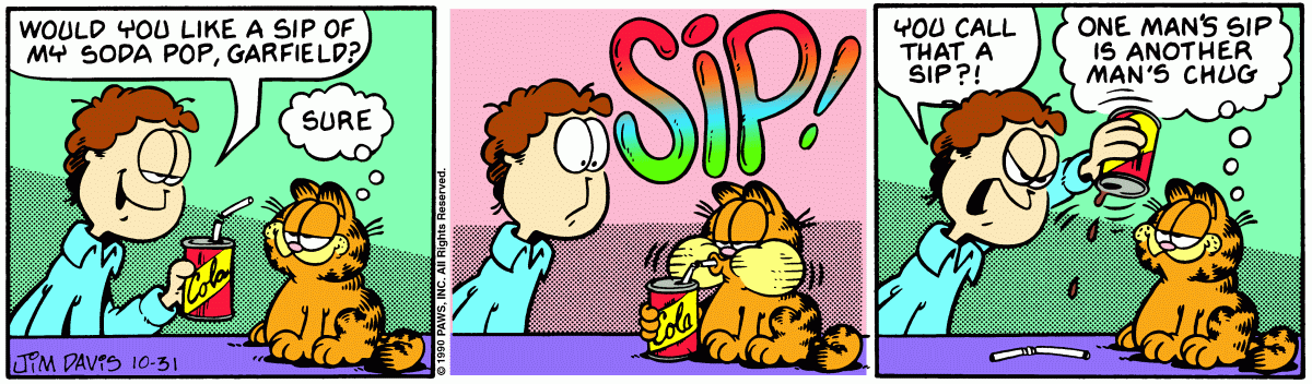 Garfield comic strip for Wednesday, October 31, 1990