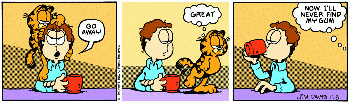 Garfield comic strip for Saturday, November 3, 1990