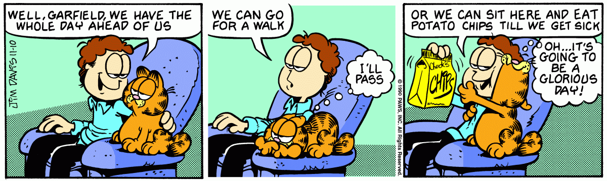 Garfield comic strip for Saturday, November 10, 1990