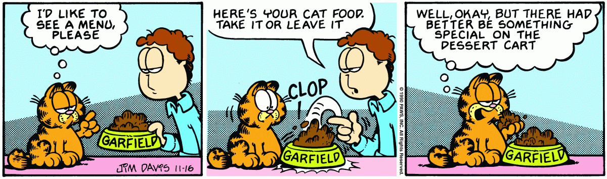 Garfield comic strip for Friday, November 16, 1990