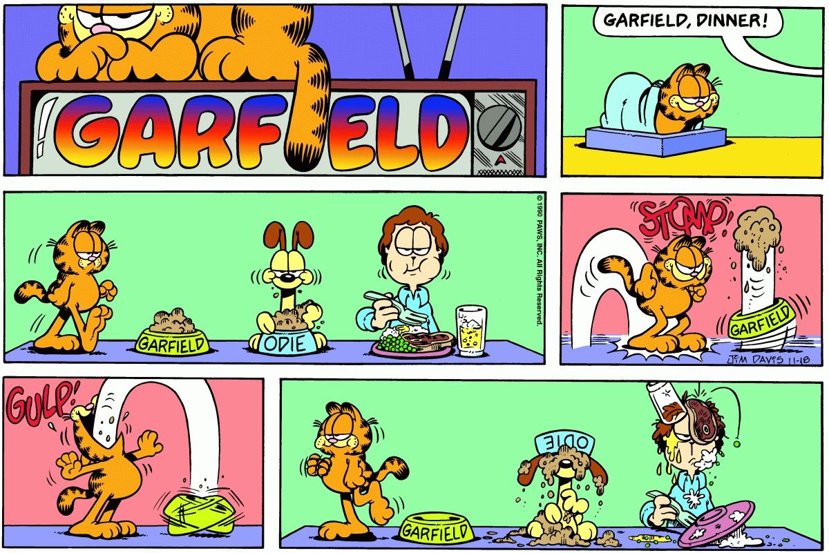 Garfield comic strip for Sunday, November 18, 1990