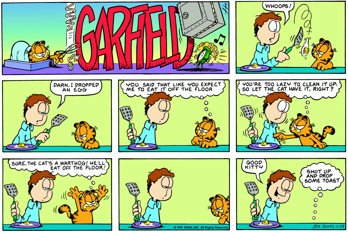 Garfield comic strip for Sunday, November 25, 1990
