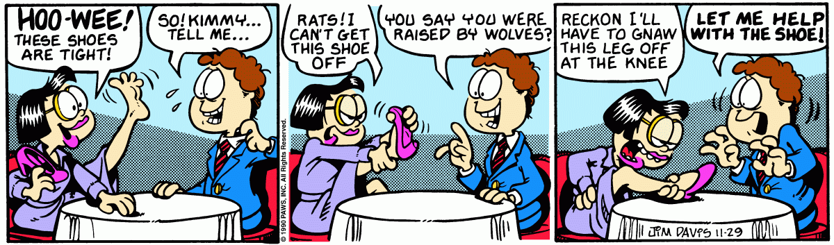 Garfield comic strip for Thursday, November 29, 1990