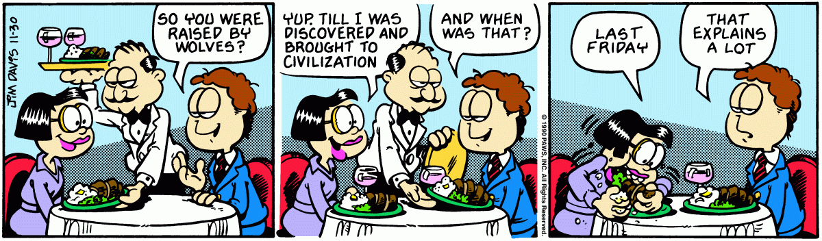 Garfield comic strip for Friday, November 30, 1990